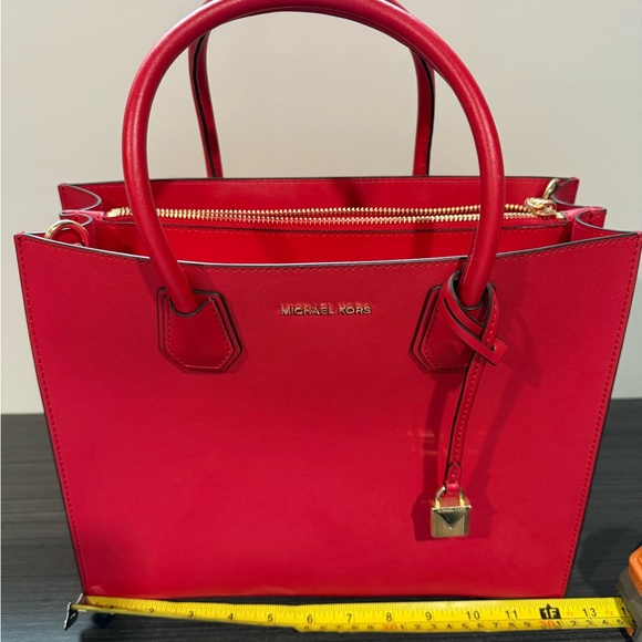Michael Kors Bright Red Leather Mercer Purse - Picture 8 of 9